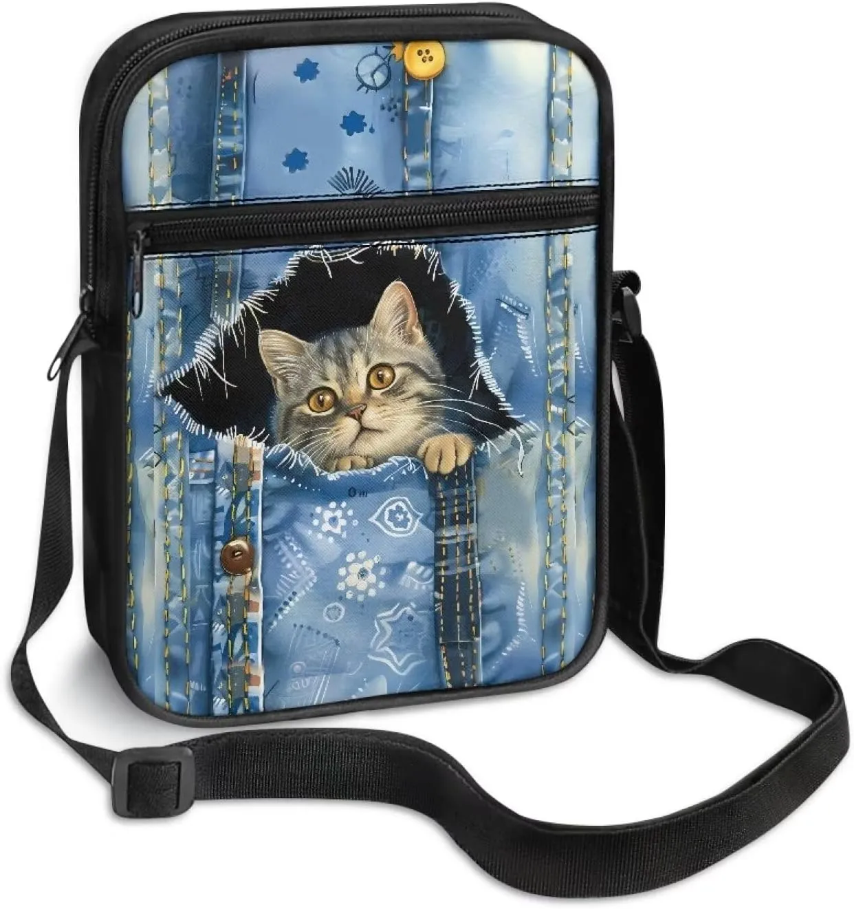 Xoenoiee Small Crossbody Bag, Messenger Bag for Women Men Mini Messenger Bag With Multi-Pockets Sling Bags, Animals Theme