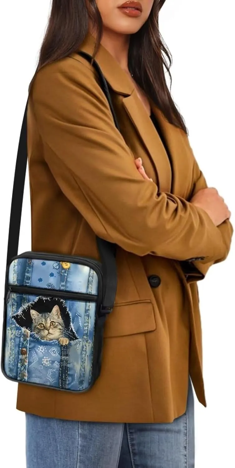 Xoenoiee Small Crossbody Bag, Messenger Bag for Women Men Mini Messenger Bag With Multi-Pockets Sling Bags, Animals Theme