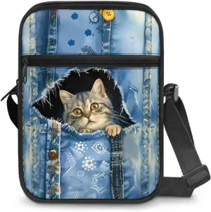 Xoenoiee Small Crossbody Bag, Messenger Bag for Women Men Mini Messenger Bag With Multi-Pockets Sling Bags, Animals Theme