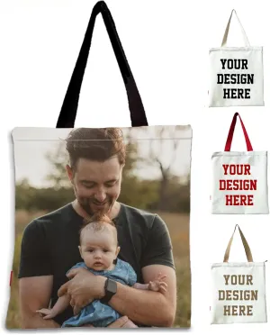 xrlsg Custom Canvas Tote Bags for Women Personalized Grocery Tote Bags with Your Photo Logo Text Reusable for Beach, Travel