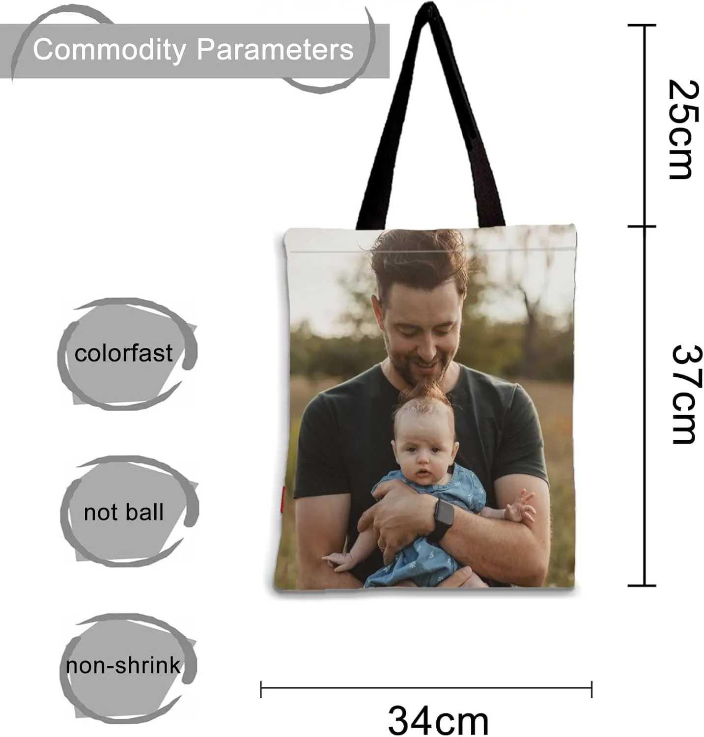 xrlsg Custom Canvas Tote Bags for Women Personalized Grocery Tote Bags with Your Photo Logo Text Reusable for Beach, Travel