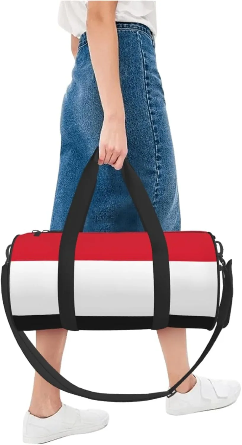 Yemen Yemeni Yemenian Flag Round Travel Duffel Bag Large Capacity Gym Sports Bags for Hiking Vacation Trips
