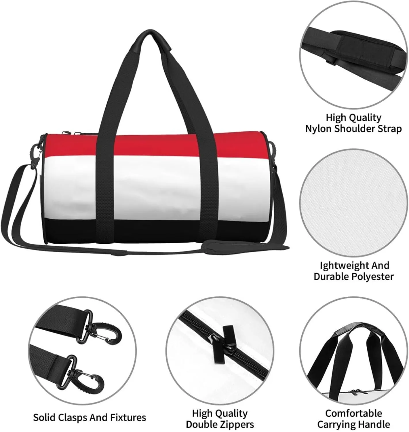 Yemen Yemeni Yemenian Flag Round Travel Duffel Bag Large Capacity Gym Sports Bags for Hiking Vacation Trips
