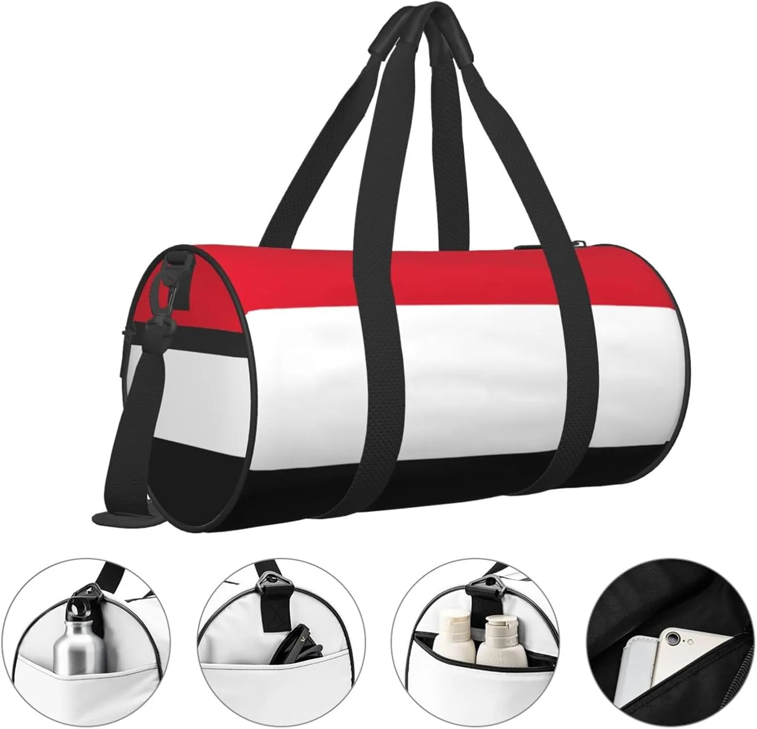 Yemen Yemeni Yemenian Flag Round Travel Duffel Bag Large Capacity Gym Sports Bags for Hiking Vacation Trips