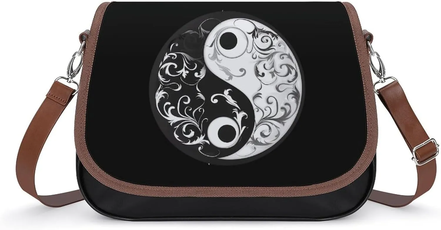 Yin And Yang Taoism Symbo Messenger Bag for Women PU Leather Crossbody Bags Shoulder Handbags Purse