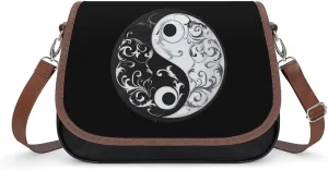 Yin And Yang Taoism Symbo Messenger Bag for Women PU Leather Crossbody Bags Shoulder Handbags Purse
