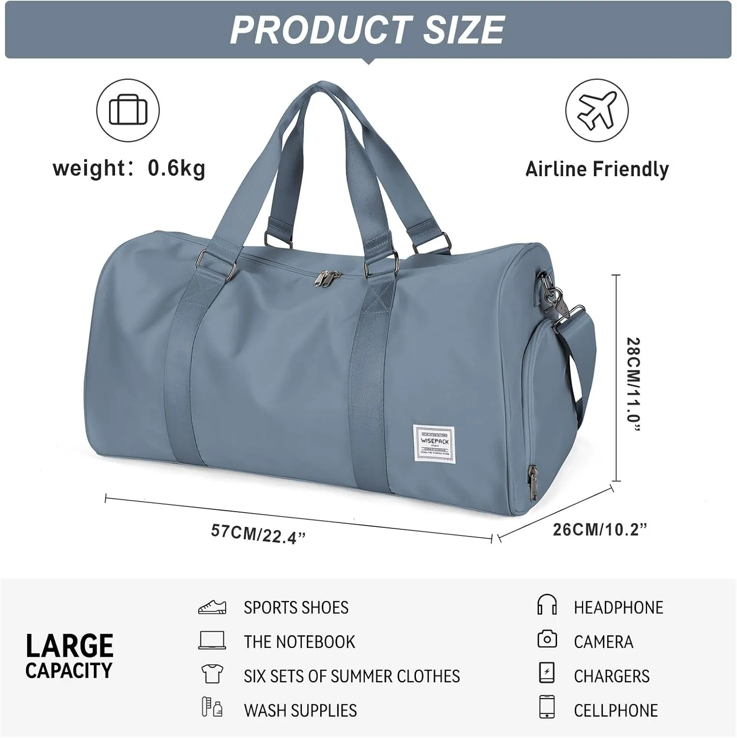Yoga Gym bag for Women Tote Bag Large Shoulder Bag Top Handle Handbag, Small duffel bag with Shoe Compartment and Wet Dry Storage Pockets,Carry on Tote Bag for Gym, Work, Sport, travel Dark Blue