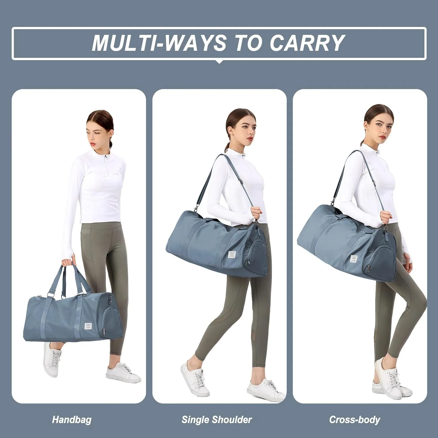 Yoga Gym bag for Women Tote Bag Large Shoulder Bag Top Handle Handbag, Small duffel bag with Shoe Compartment and Wet Dry Storage Pockets,Carry on Tote Bag for Gym, Work, Sport, travel Dark Blue
