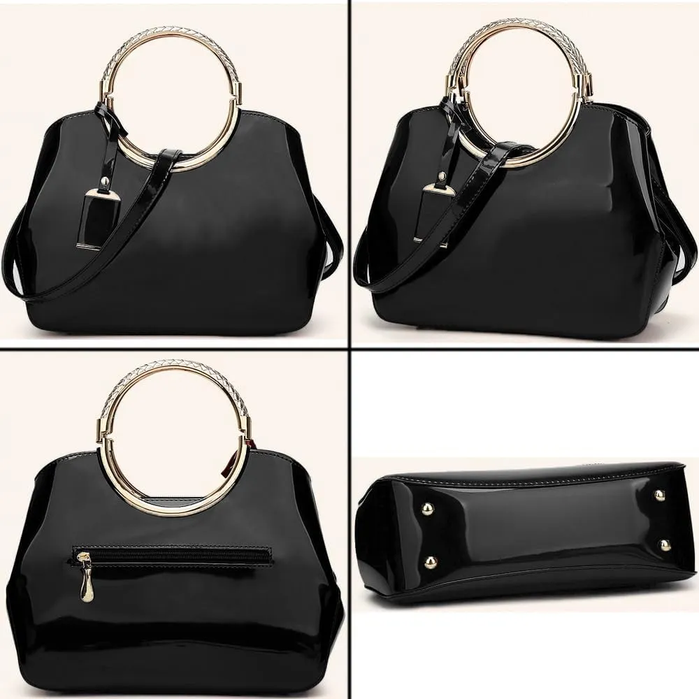 ZiMing Women Tote Bag Patent Leather Totes Top Handle Purse Satchel Shoulder Bag Ladies Gorgeous Evening Bags