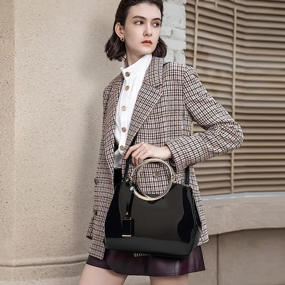 ZiMing Women Tote Bag Patent Leather Totes Top Handle Purse Satchel Shoulder Bag Ladies Gorgeous Evening Bags