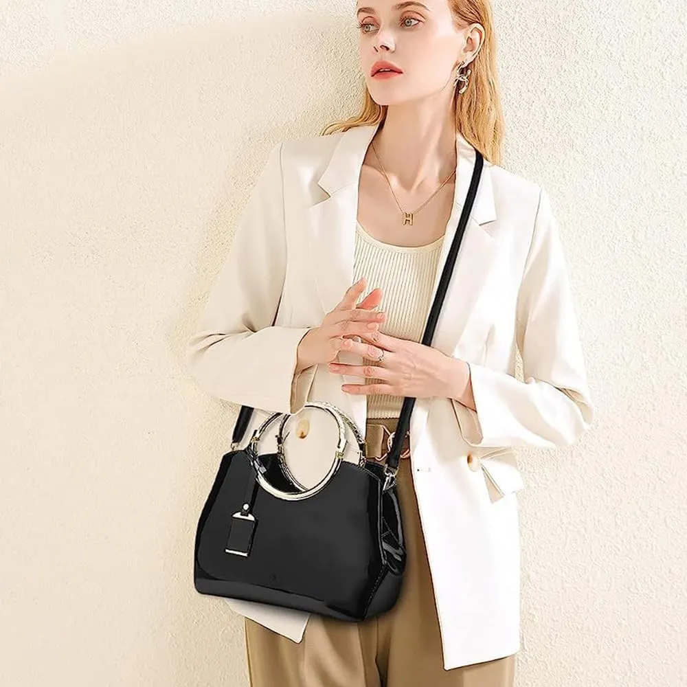 ZiMing Women Tote Bag Patent Leather Totes Top Handle Purse Satchel Shoulder Bag Ladies Gorgeous Evening Bags