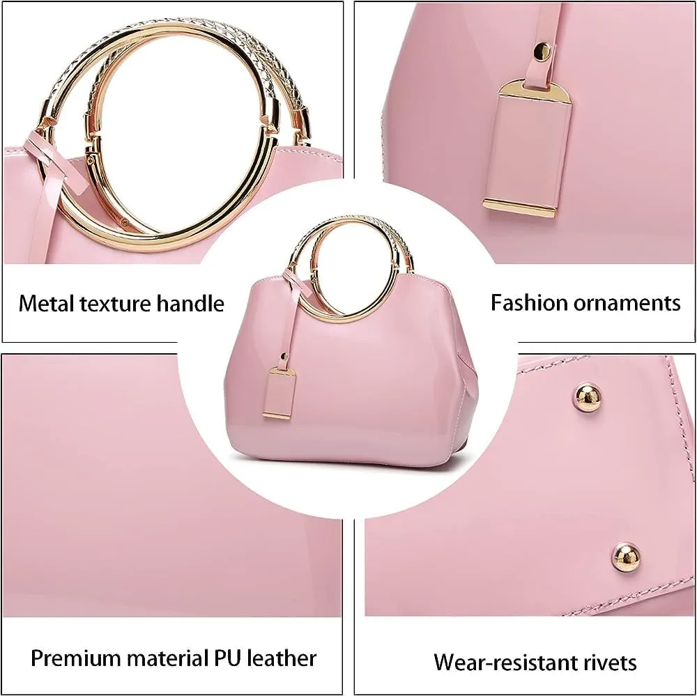 ZiMing Women Tote Bag Patent Leather Totes Top Handle Purse Satchel Shoulder Bag Ladies Gorgeous Evening Bags