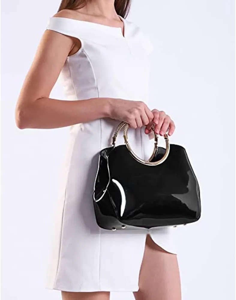 ZiMing Women Tote Bag Patent Leather Totes Top Handle Purse Satchel Shoulder Bag Ladies Gorgeous Evening Bags