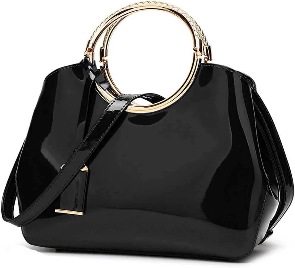 ZiMing Women Tote Bag Patent Leather Totes Top Handle Purse Satchel Shoulder Bag Ladies Gorgeous Evening Bags
