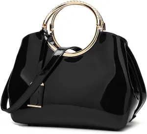 ZiMing Women Tote Bag Patent Leather Totes Top Handle Purse Satchel Shoulder Bag Ladies Gorgeous Evening Bags