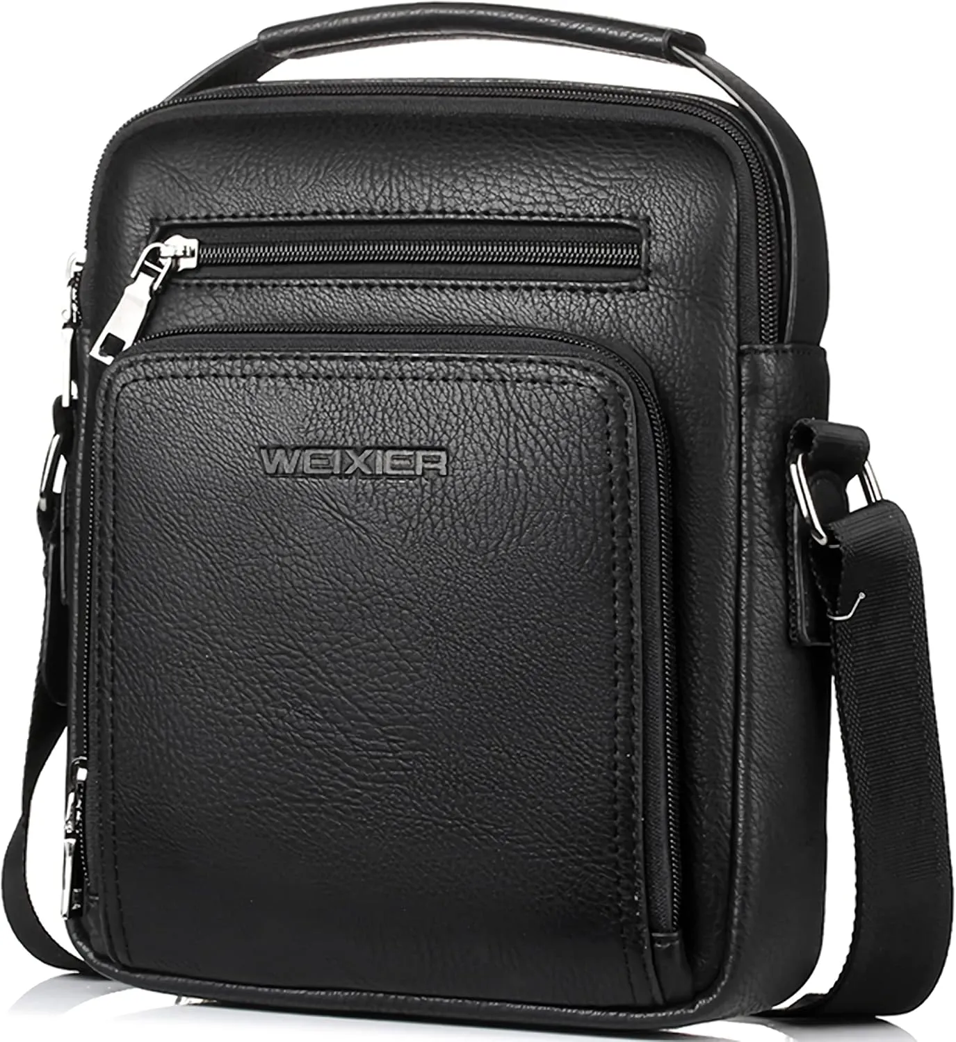 Zipper Buckle Leather Messenger Bag Crossbody Shoulder Bag Vintage Handle Bags