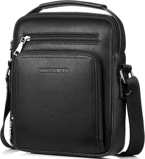 Zipper Buckle Leather Messenger Bag Crossbody Shoulder Bag Vintage Handle Bags