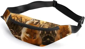 Zipper Fanny Pack for Men Women Fashion Waist Bag Stylish Crossbody Bags with Adjustable Strap Hand Drawn Groundhog Travel Chest Bags Belt Bags for Running Hiking Workout Cycling